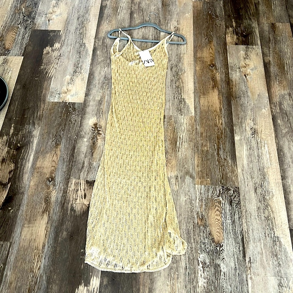 NWT Zara gold mesh dress.